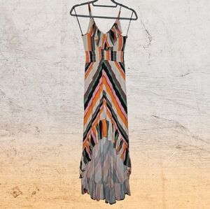 Express Vibrant Striped High Low Dress